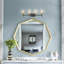 Meuble-lavabo 4 lumières noir mat avec abat-jour en verre conique transparent-266740698