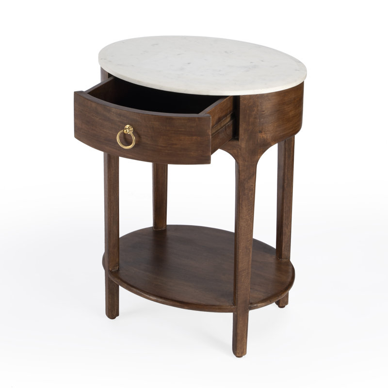 Ellen Marble Nightstand, Walnut