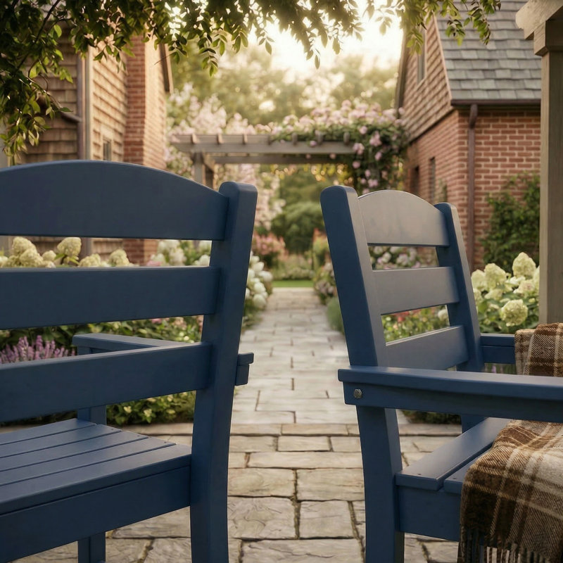 Chaises de salle à manger d'extérieur en PEHD toutes saisons, Bleu