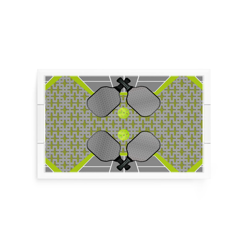 Plateau rectangulaire Pickelball Anyone, 2" H x 12.5" W x 7.75" D, Silver/Lime