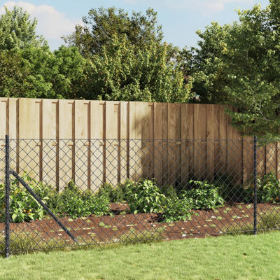 vidaXL Chain Link Fence with Spike Anchors Anthracite 3.6'x82'