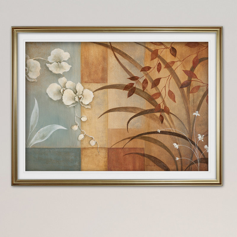 « orchidée élégance ii », reproduction de peinture à l’acrylique encadrée, H 24 po x l 32 po x P 1,5 po, Or