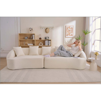 Curved Boneless Sofa,Compression Modular  Sectional High-Density,Couches Sleeper For Living Room Bedroom Apartment Lounge,Chenille