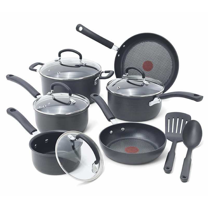 T-fal Ultimate Hard Anodized Aluminum Nonstick Cookware Set & Cooking Utensils, 12 piece