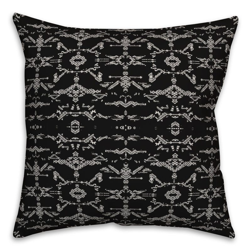  Coussin Faded, 16 po x 1 po, Noir / blanc