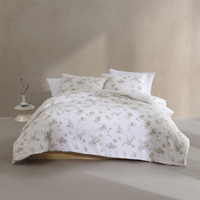 Calvin Klein Eternity Floral Cotton Duvet Cover Set, Queen Duvet Cover + 2 Standard Shams