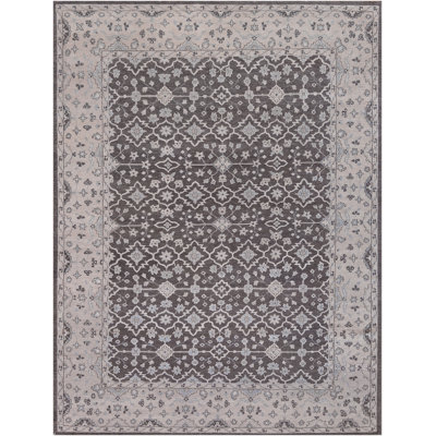 Tapis unique gris / gris anthracite / beige de 8 pi x 10 pi One-of-a-Kind
