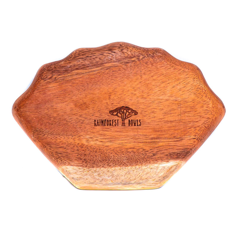 Assiette plate en acacia 10 po Clam (ensemble de 2)