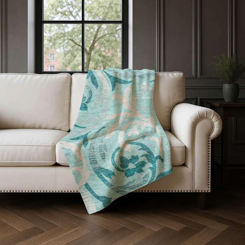 Jeté Sherpa ASB764, Teal Floral 3