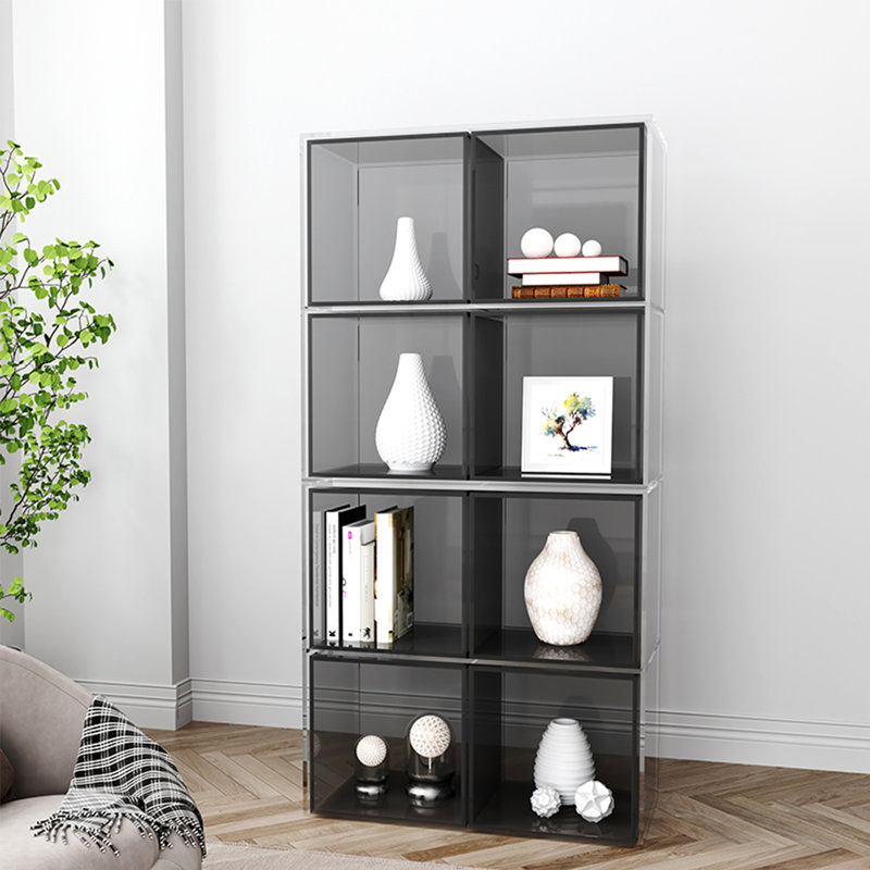 Bibliothèque de salon simple en acrylique, Gris foncé