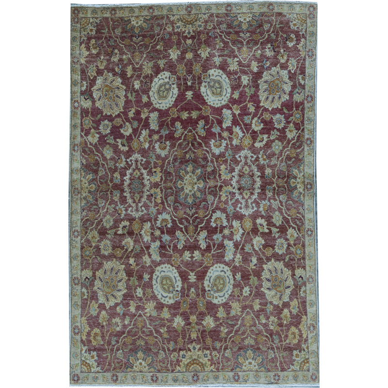 Tapis rouge et crème noué à la main de haute qualité