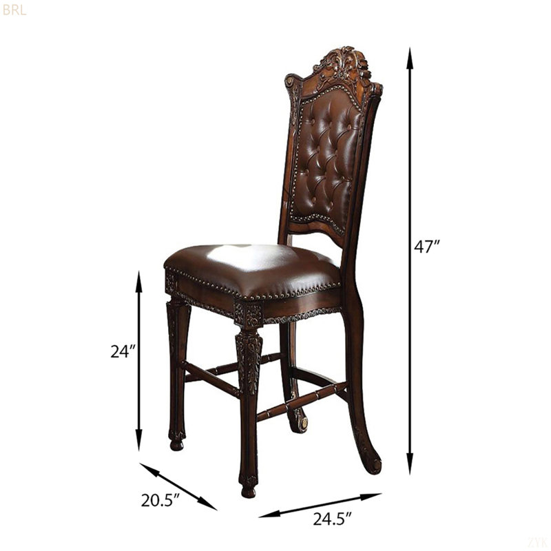 Tabouret à hauteur de comptoir cerise avec garniture cloutée (ensemble de 2)