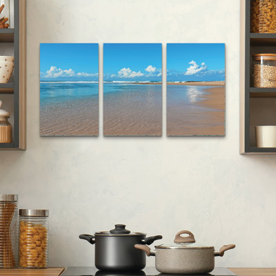 3 Panel Wall Art Set - Beata Czyzowska Young 'Beach Time 3' Canvas Wall Art for Living Room, Bedroom, or Office Decor by 