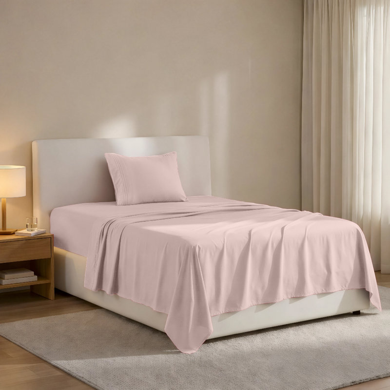 Lux Decor 4-Piece Ultra Soft Microfiber Sheet Set Deep Pocket Fitted Sheet, Wrinkle-Resistant & Easy Care Bedding