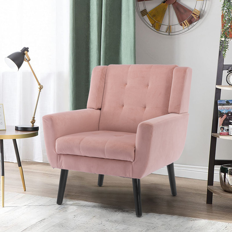 Fauteuil d'appoint Bolanle, Velours peau de rose