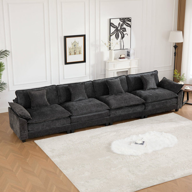 Accoudoir plus large avec 3 sièges (le repose-pieds n'est pas inclus), 4, H 33,1 po x l 152,8 po x P 30,3 po, Black