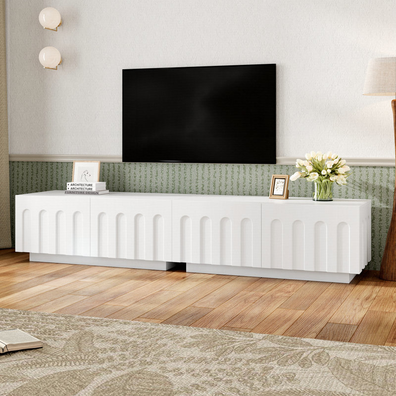 Elegant TV Stand With Arched Design For Tvs Up To 80", White