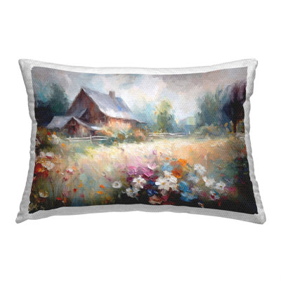 Polyester Lumbar Rectangular Indoor/Outdoor Pillow Cover & Insert