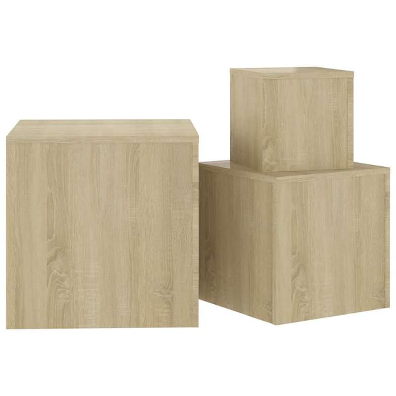 Gobind 3 Piece Nest of Tables, Sonoma Oak, Sonoma Oak