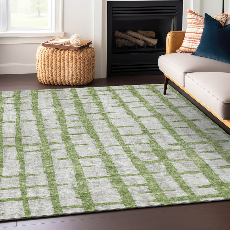 Tapis intérieur / extérieur en polyester tissé à la machine à motif abstrait de couleur mâle Greenk