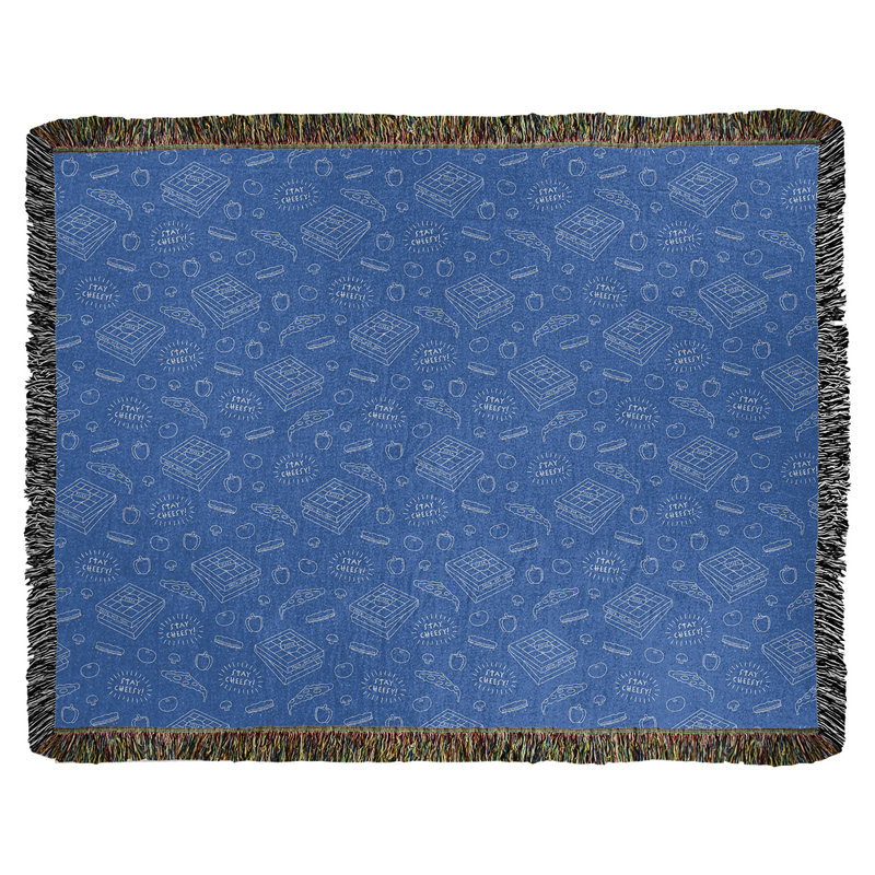 Couverture en coton tissée pizza, l 60 po x L 80 po, bleu, Moyen