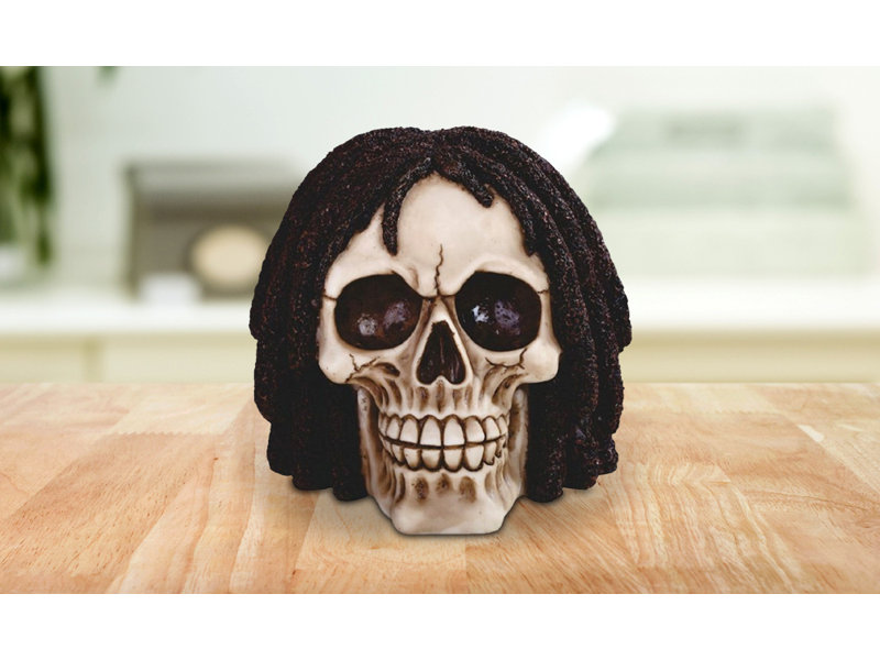 Figurine crâne avec cheveux bouclés Jodon l 6,25 po