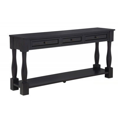Wood 63" Console Table With 3 Drawers And Shelf, Mediterranean Style, For Primary Living Space, Transitional Design Extra - Long Style Design, Freestanding