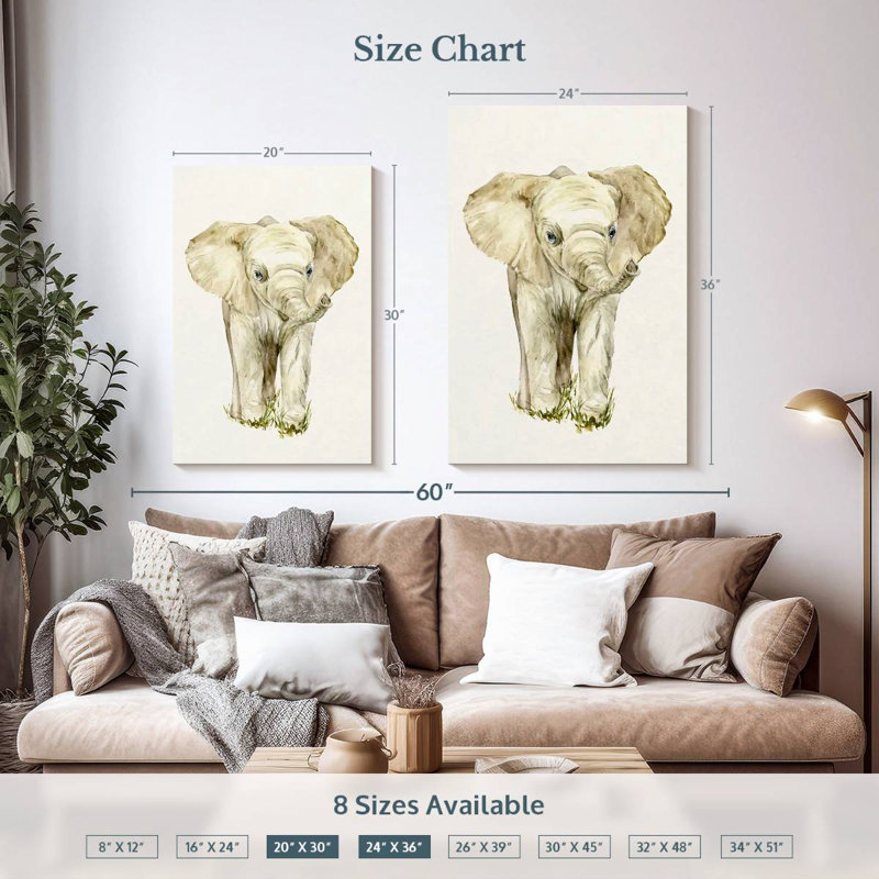 Brampt Baby Elephant I, 36" H x 24" W