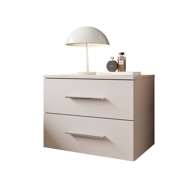 55cm W Bedside Table, Cashmire/Silver
