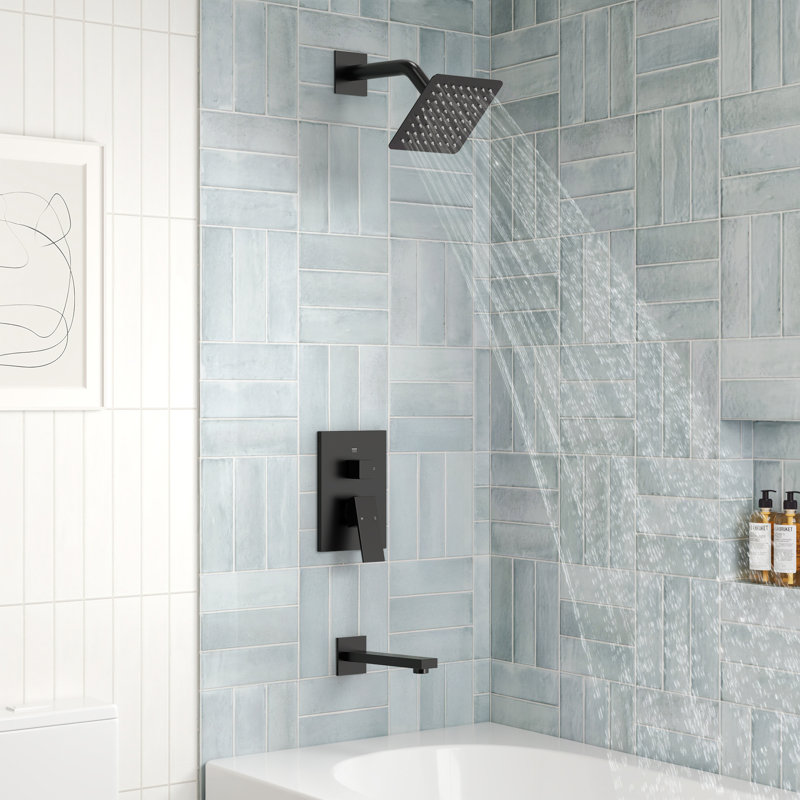 Tub and Shower Faucet Set, Tub And Shower Trim Kit, Valve Included, Matte Black