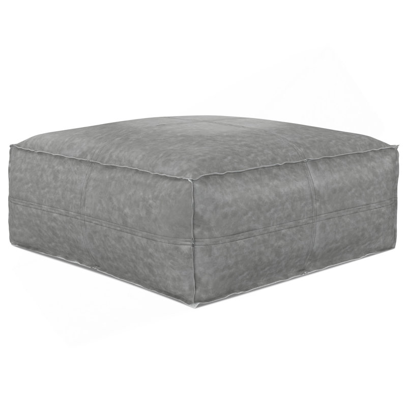 Grande table basse carrée Brody - gris patiné, Similicuir gris