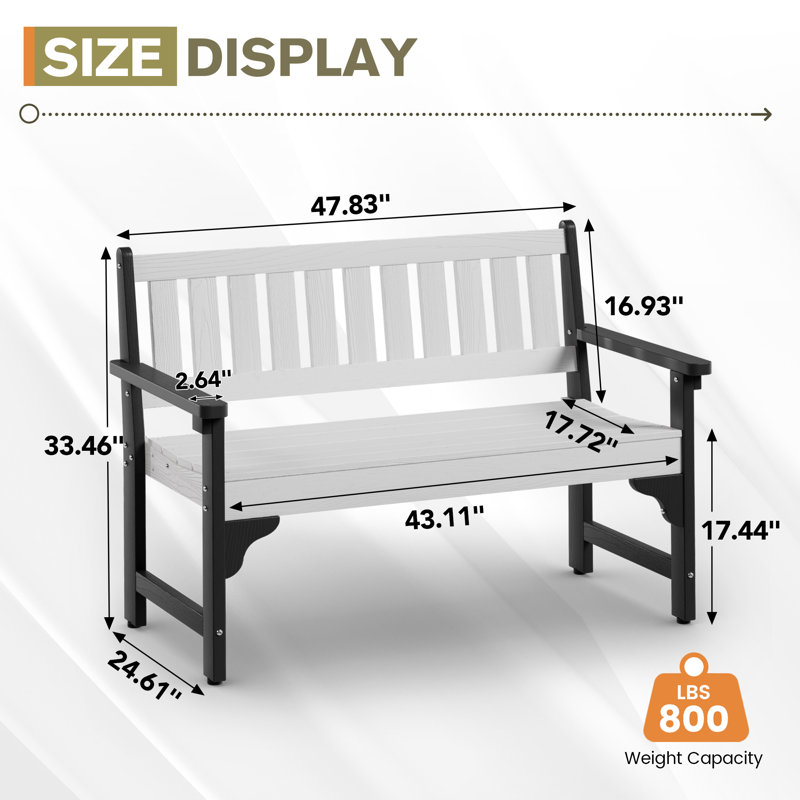 Grand banc d'extérieur en PEHD Driton, Blanc/Noir