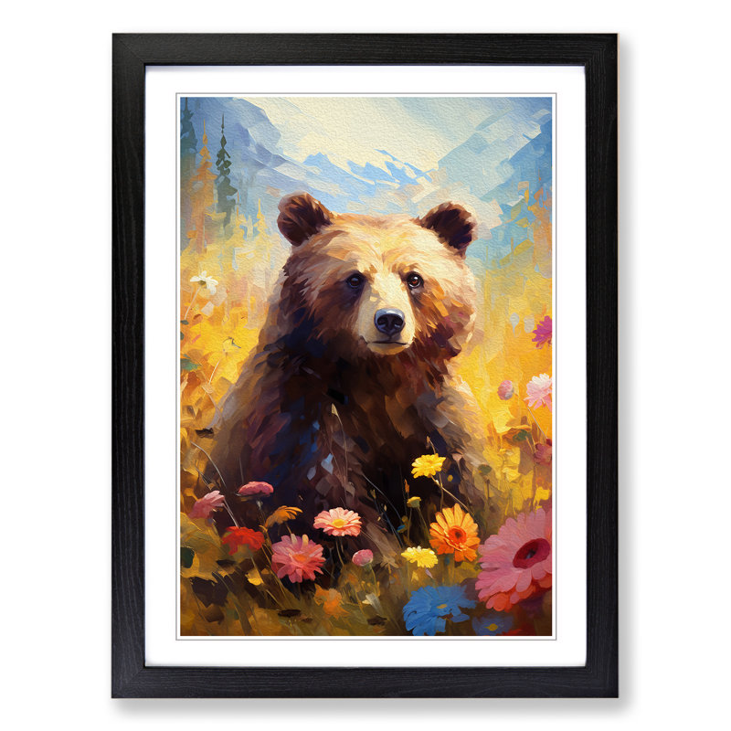 Bear Impressionism No.2 - Framed Print, 34cm H x 25cm W x 2cm D, Black Framed