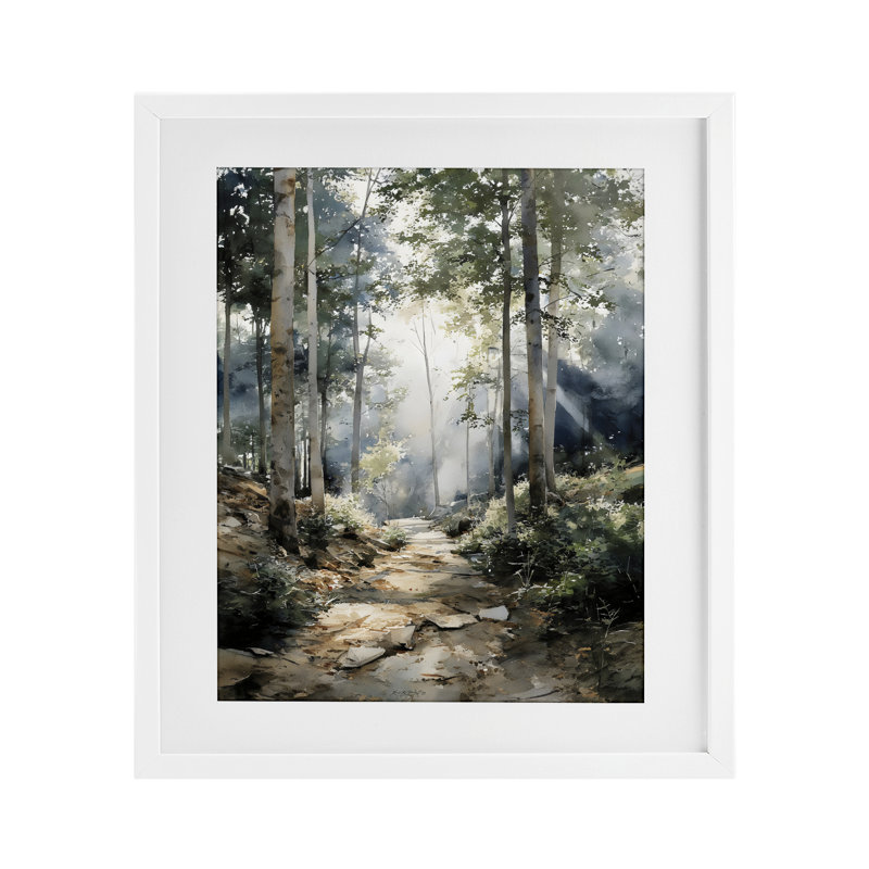 «Through The Woods Pathway», reproduction sous verre encadrée, design par Franklyn Gregory, 21 x 17