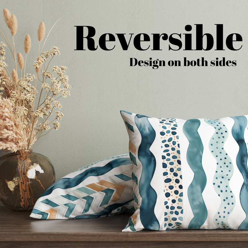 Striped Reversible Pillow Cover, 20"H x 20"W