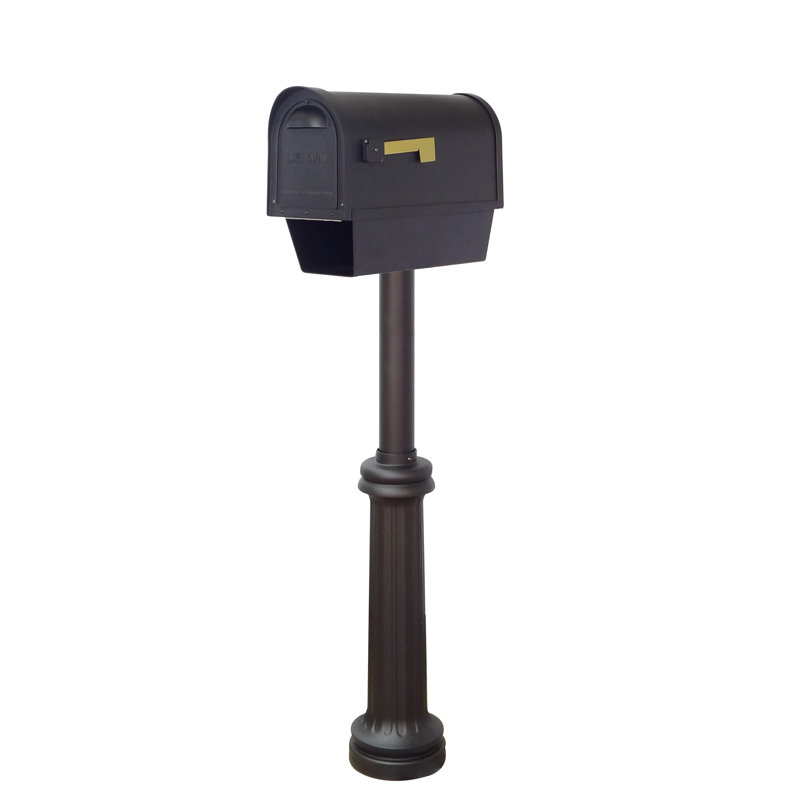 Classic Aluminum Post Mounted Mailbox with Magnetic Closure