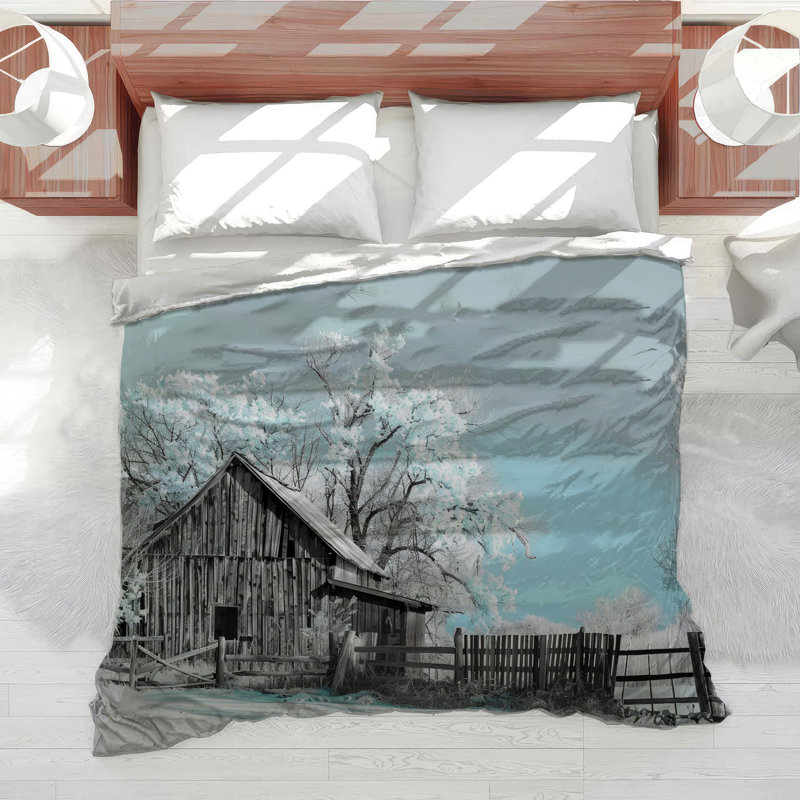 Winter Barn Bedding Scenery Duvet Cover Rustic, Twin Duvet Cover