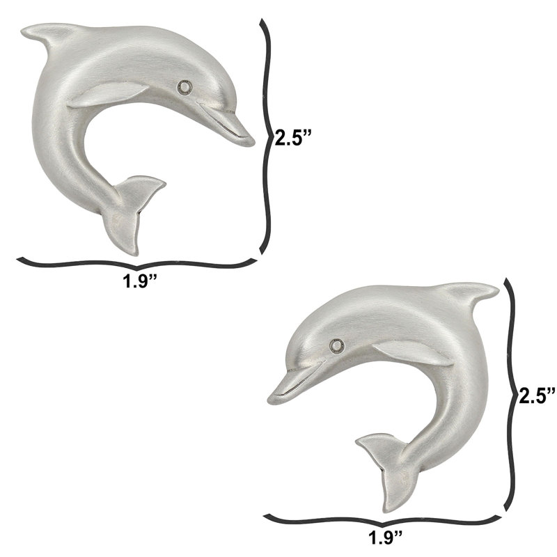 1.9" Dolphin Left Facing Small Knob, Brushed Nickel, 2.5" L x 2" W, 2