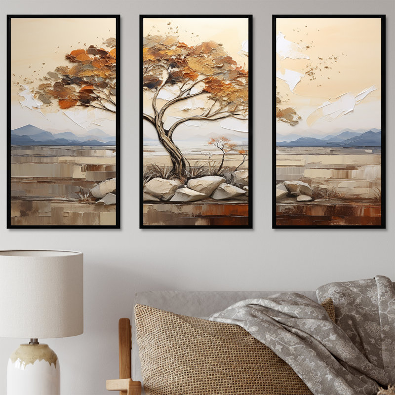 Arbre africain, esprit de la nature 2 - Art mural africain, Cadre flottant noir, H 28 po x l 36 po x P 1 po