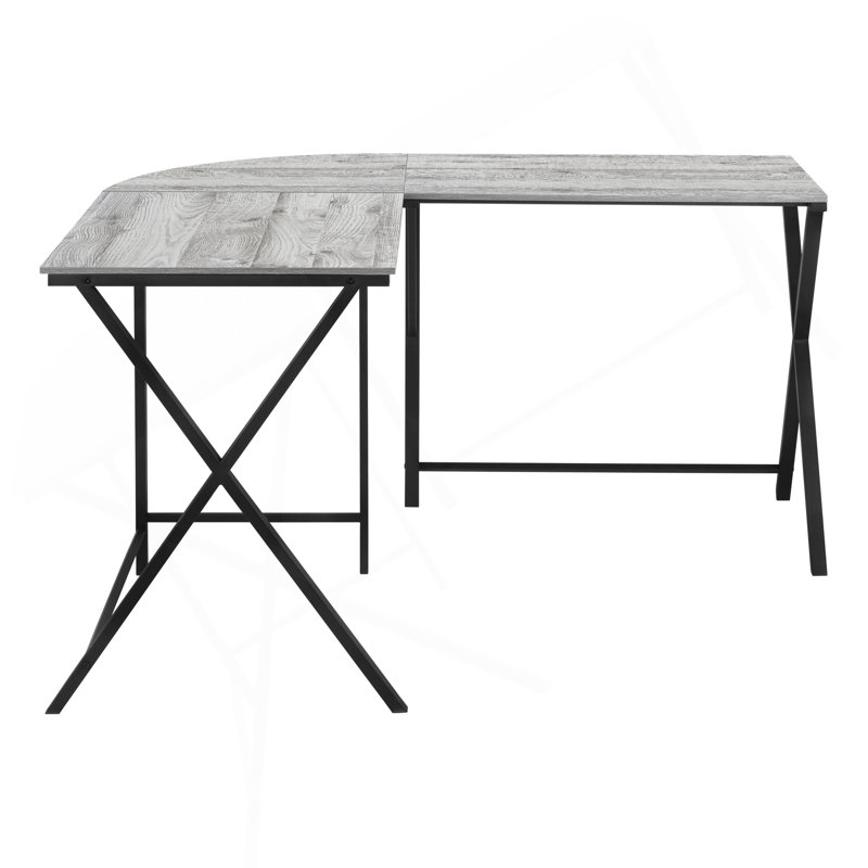 Computer Desk, Home Office, Corner, 58"l, L Shape, Work, Laptop, Laminate, Metal, Contemporary, Modern, Gray/Black 2