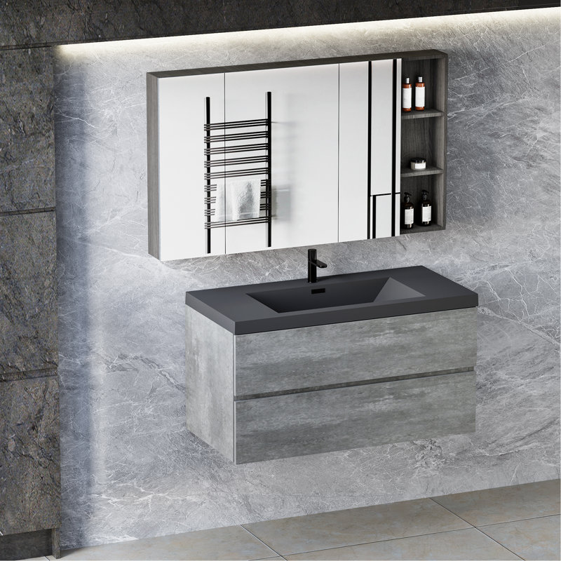 Rangement de salle de bain Saîten, H 22,46 po x l 41,95 po x P 19,71 po