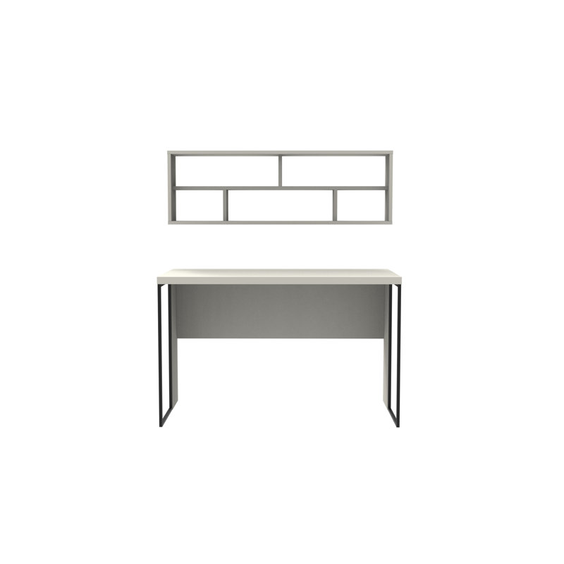 Traudel Writing Desk With Wall Shelf, White