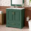 Meuble-lavabo autoportant de 30 po avec lavabo, panneau de fibres à densité moyenne et structure en bois massif, 1 tiroir de séparation et 2 portes à fermeture en douceur (double tablette sur la porte)-126232977