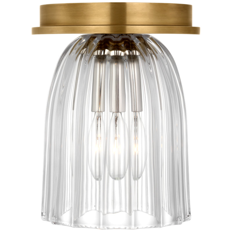 Asalea 3 - Light Flush Mount, Antique Brass, 6.5" H x 4.5" W x 4.5" D