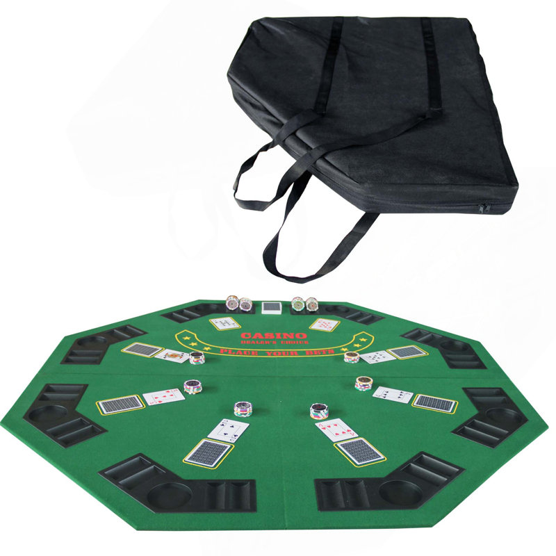 Tapis de table de poker pliable 48 po INO Design pour 8 joueurs Texas Holdem Octagon, Vert