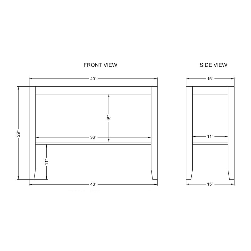 Aston 40" Wide Rustic Industrial Solid Wood Faux Concrete Sofa TV Console Table With 1 Shelf