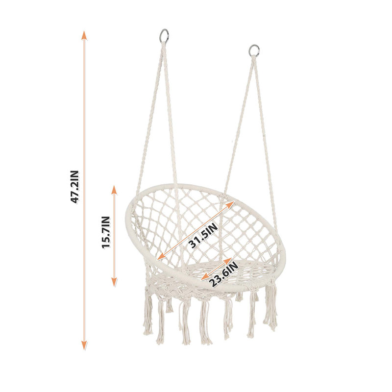 Chaise de hamac avec hamac suspendu en corde de coton pour l'intérieur et l'extérieur