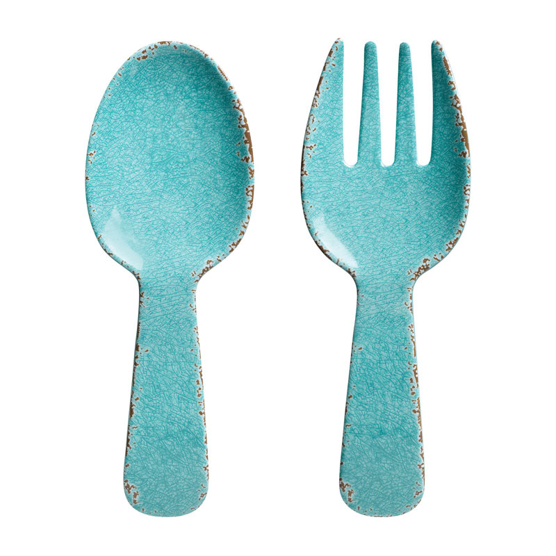 Feliciana  Melamine Salad Servers, Turquoise
