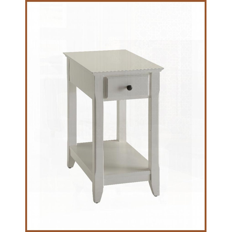 Table basse Bertie à finition blanche - 1 tiroir et amp; Tablette de rangement, facile à assembler Structure durable