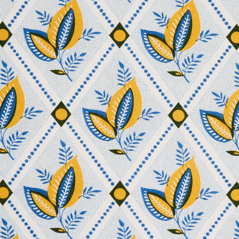 Tissu de treillis Basile, Jaune/bleu